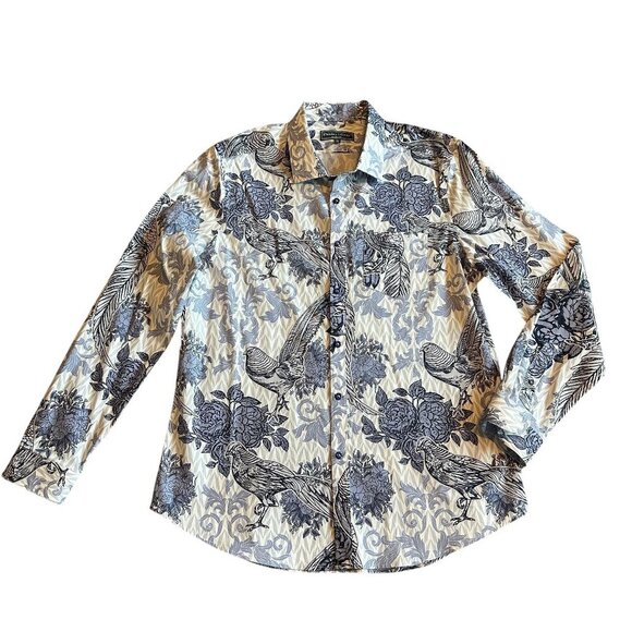 Paisley & Gray Samuel Slim Fit Button Down Shirt Long Sleeve Bird Print 18 NWOT - Picture 2 of 12